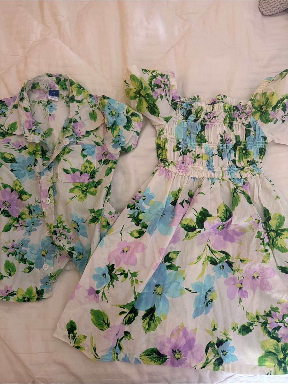 Floral Two-Piece Set - Pastel Lavender & Blue
